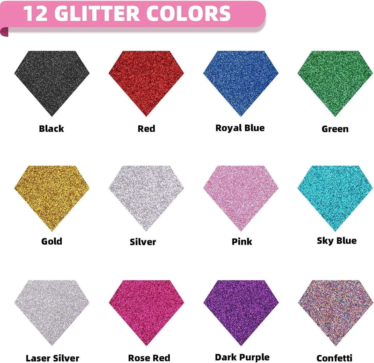 Glitter Heat Transfer Vinyl – 12 Rolls (25 × 150 cm) – Sparkly Iron-On Film for T-Shirt Printing & DIY Projects