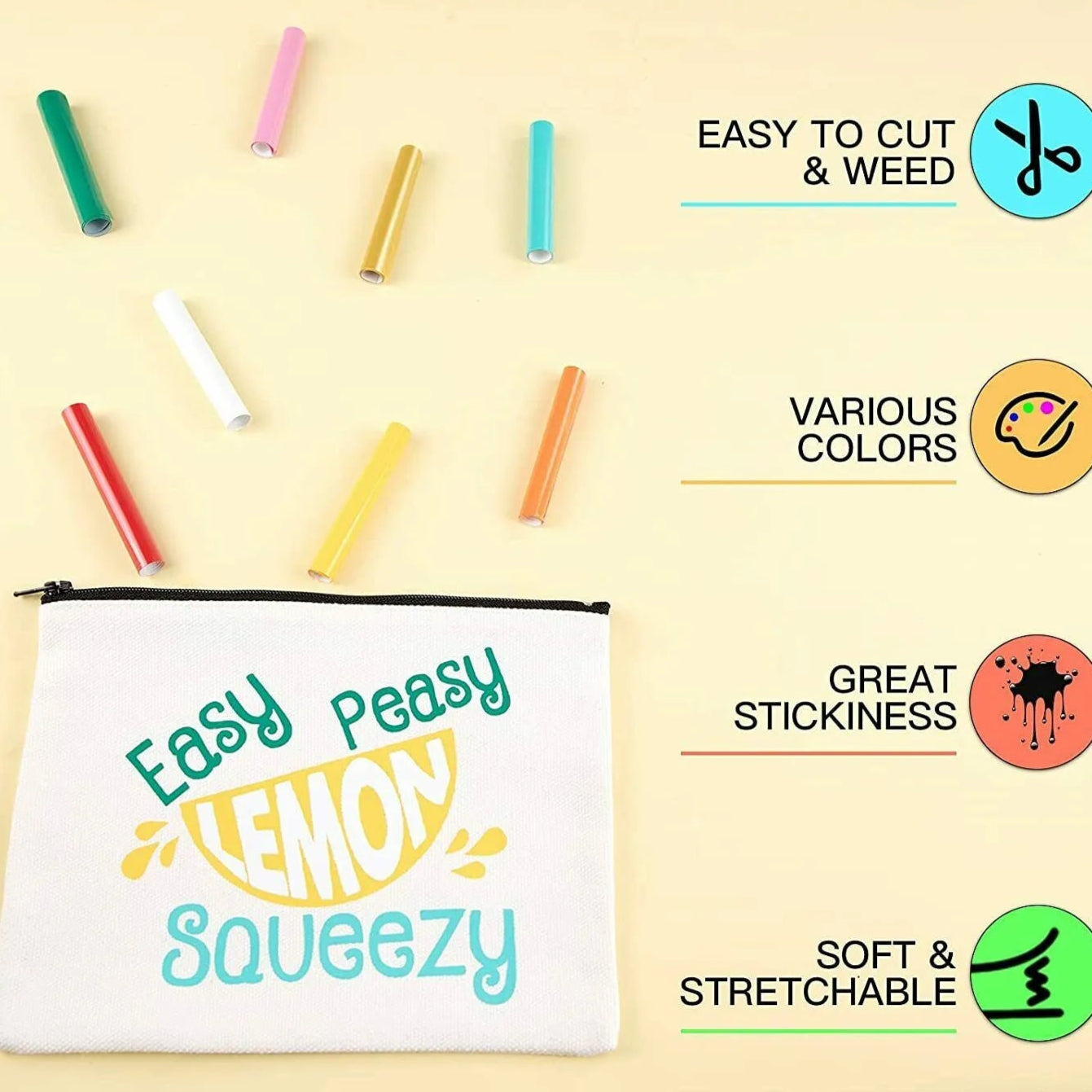 Cricut-Compatible: 14 HTV Rolls – 30 x 90 cm – Colourful PU Heat Transfer Vinyl Bundle for Iron-On on Textiles & Gifts