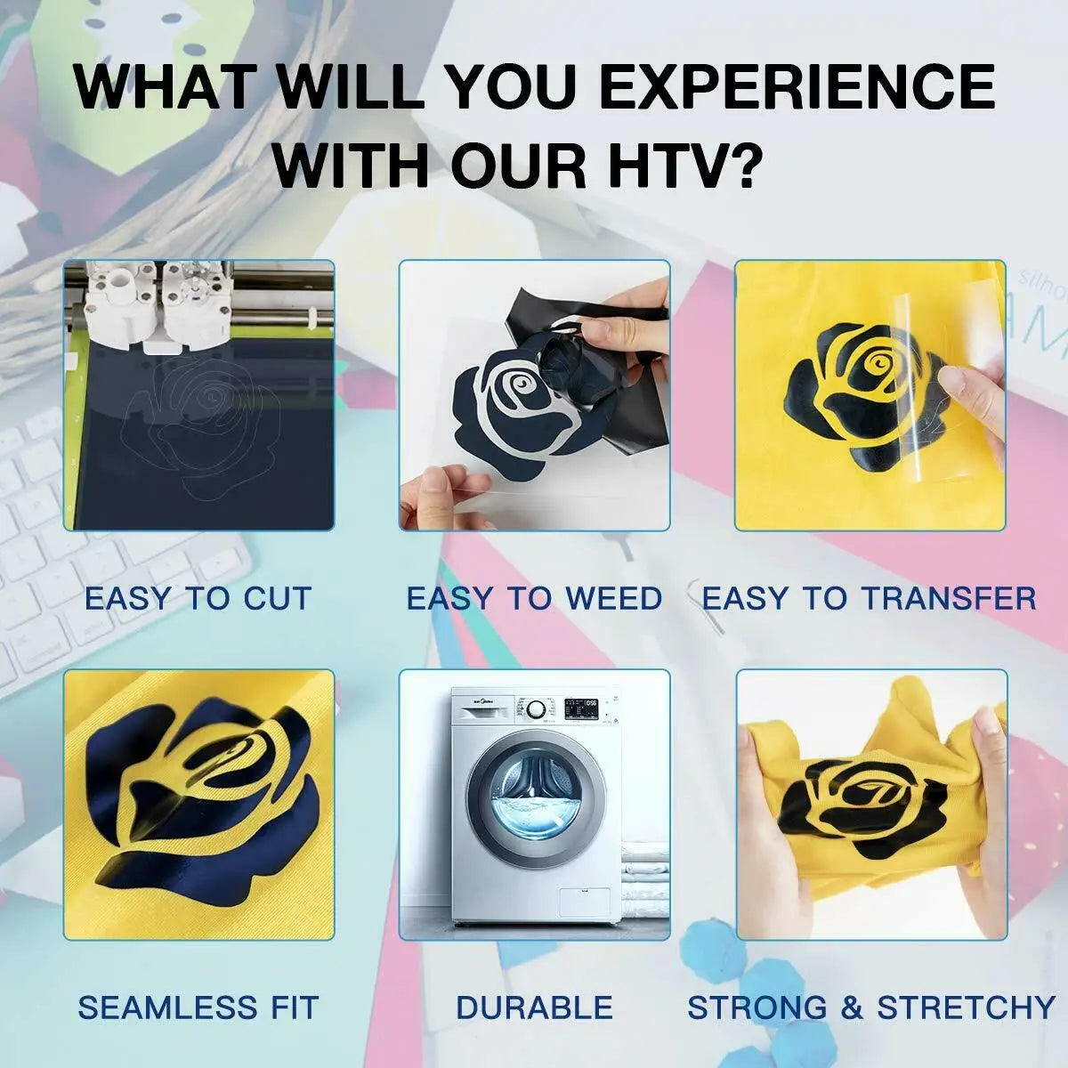 Glitter Heat Transfer Vinyl – 12 Rolls (25 × 150 cm) – Sparkly Iron-On Film for T-Shirt Printing & DIY Projects