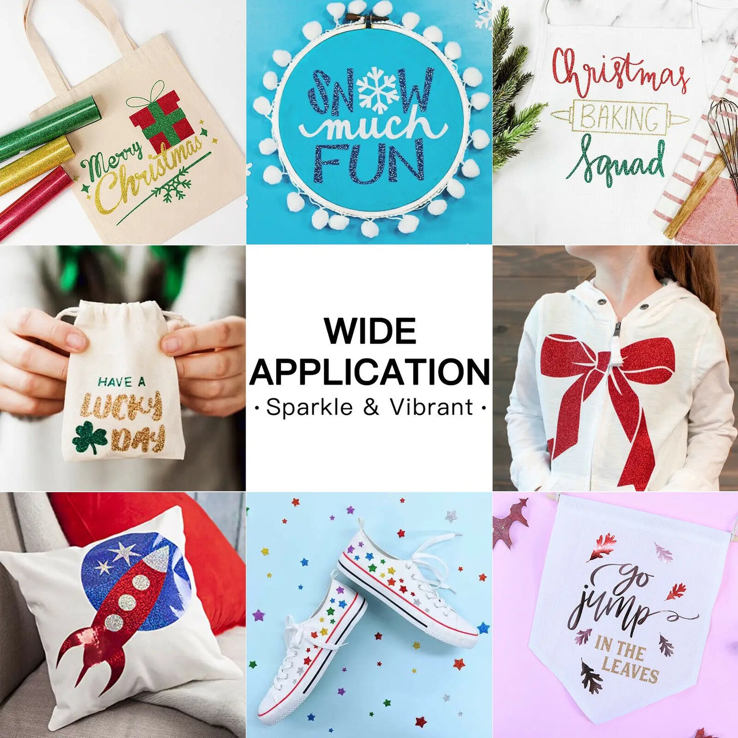 Glitter Heat Transfer Vinyl – 12 Rolls (25 × 150 cm) – Sparkly Iron-On Film for T-Shirt Printing & DIY Projects