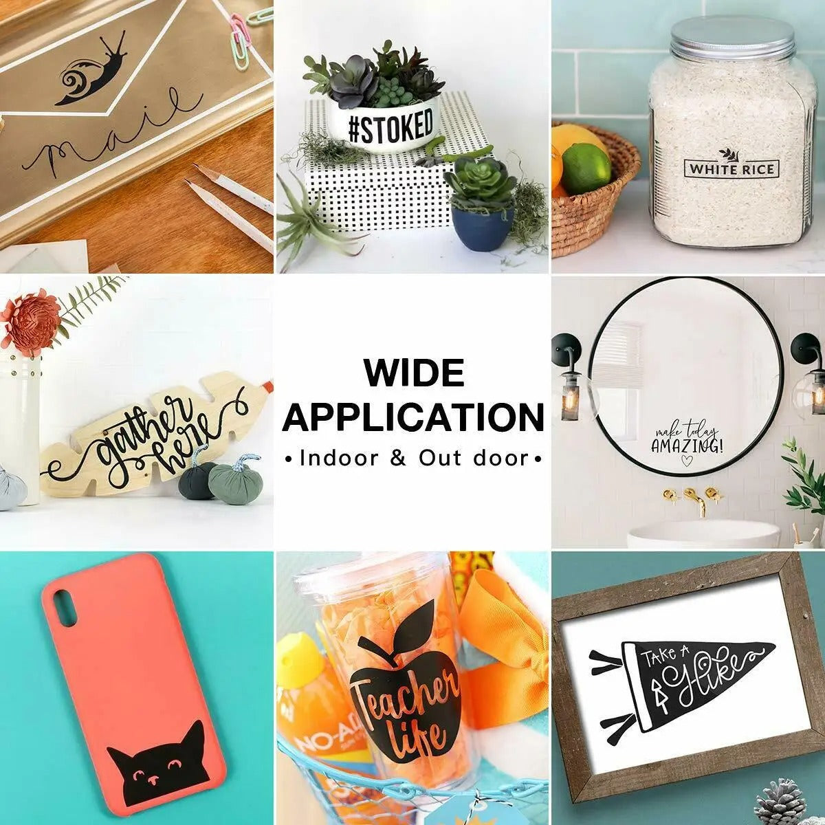 Cricut-Compatible Glossy Adhesive Vinyl Roll – 30×900cm (Permanent, 12in × 30ft) White